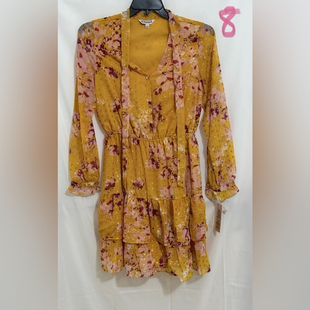 Nannette Yellow Pink Ruffled Dress
